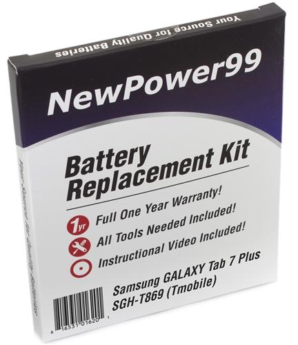 Samsung Galaxy Tab 7 Plus SGH-T869 (T-Mobile) Battery Replacement Kit with Tools, Video Instructions and Extended Life Battery - NewPower99 USA