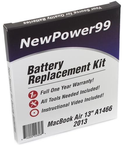 Apple MacBook Air 13" A1466 2013 Battery Replacement Kit with Tools, Video Instructions and Extended Life Battery - NewPower99 USA