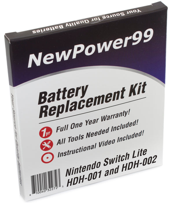 Nintendo Switch Lite HDH-001 and HDH-002 Battery Replacement Kit with Tools, Video Instructions and Extended Life Battery - NewPower99.com