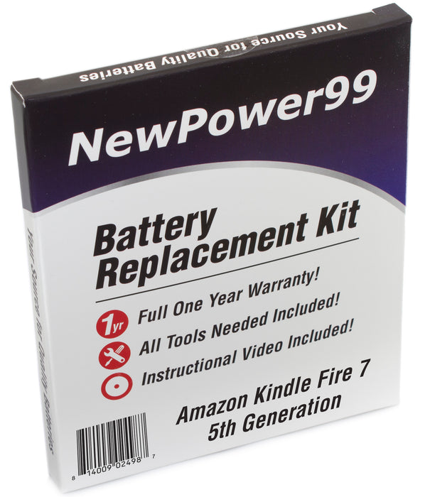 Amazon Kindle Fire 7" 5th Generation Battery Replacement Kit with Tools and Extended Life Battery - NewPower99.com