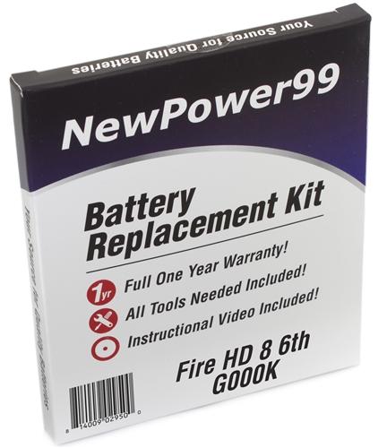 Amazon Fire HD 8 6th Generation Battery Replacement Kit with Tools, Video Instructions, Extended Life Battery, and Full One Year Warranty