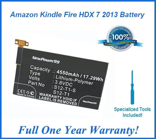 Amazon Kindle Fire HDX 7 2013 Battery Replacement Kit with Special Installation Tools, Extended Life Battery and Full One Year Warranty - NewPower99 USA