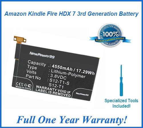 Amazon Kindle Fire HDX 7 3rd Generation Battery Replacement Kit with Special Installation Tools, Extended Life Battery and Full One Year Warranty - NewPower99 USA