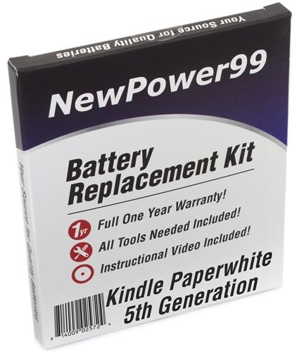 Amazon Kindle Paperwhite 5th Generation Battery Replacement Kit with Tools, Video Instructions and Extended Life Battery - NewPower99 USA