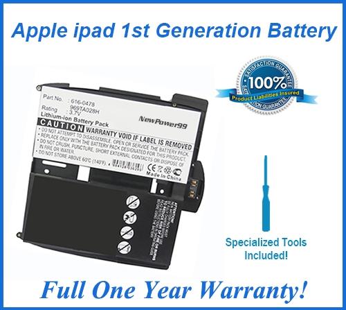 Apple iPad 1st Generation Battery Replacement Kit with Special Installation Tools, Extended Life Battery and Full One Year Warranty - NewPower99 USA