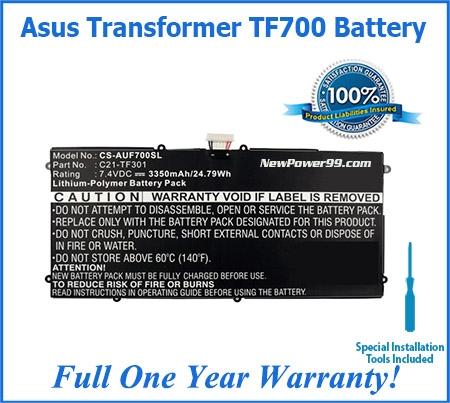 Asus Transformer Pad TF700 Battery Replacement Kit with Tools, Extended Life Battery and Full One Year Warranty - NewPower99 USA