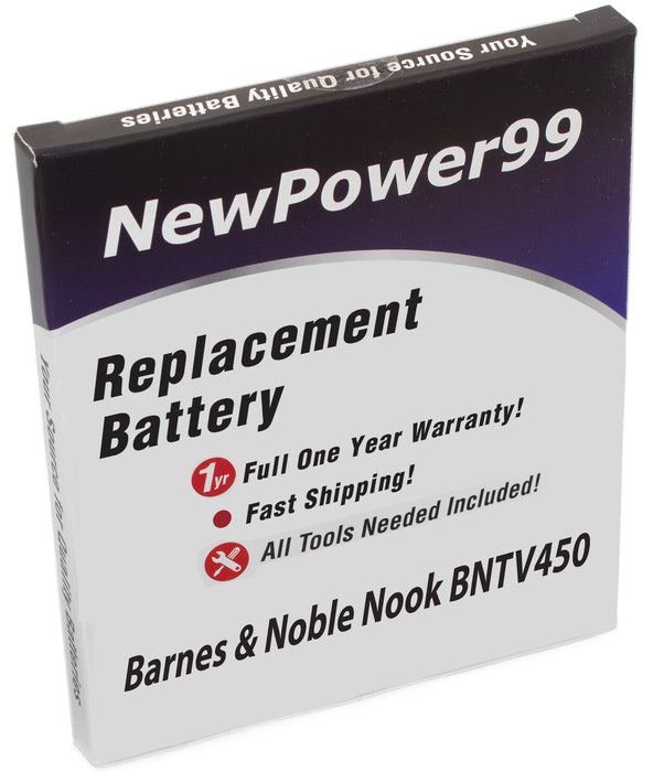 Barnes & Noble NOOK BNTV450 Battery Replacement Kit with Tools and Extended Life Battery - NewPower99.com