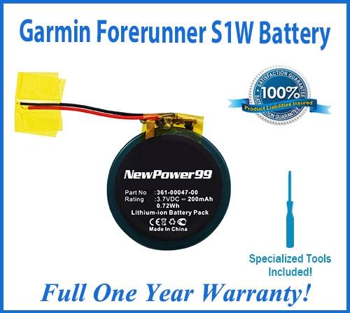 Garmin Forerunner S1W Battery Replacement Kit with Special Installation Tools, Extended Life Battery and Full One Year Warranty - NewPower99 USA