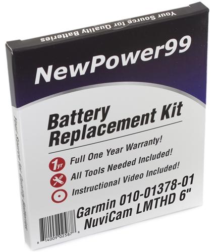 Garmin 010-01378-01 NuviCam LMTHD 6" Battery Replacement Kit with Tools, Video Instructions and Extended Life Battery - NewPower99 USA
