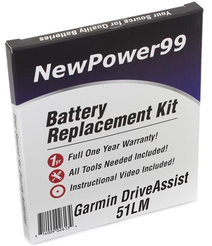 Garmin DriveAssist 51LM Battery Replacement Kit with Tools, Video Instructions and Extended Life Battery - NewPower99 USA