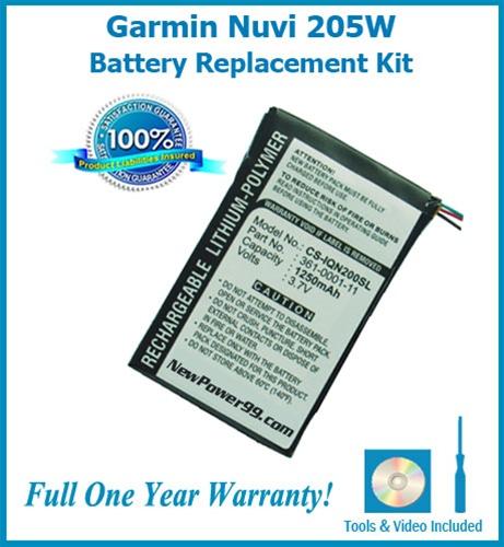 Garmin Nuvi 205W Battery Replacement Kit with Tools, Video Instructions and Extended Life Battery - NewPower99 USA