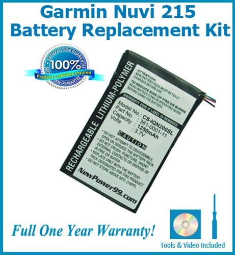 Garmin Nuvi 215 Battery Replacement Kit with Tools, Video Instructions and Extended Life Battery - NewPower99 USA