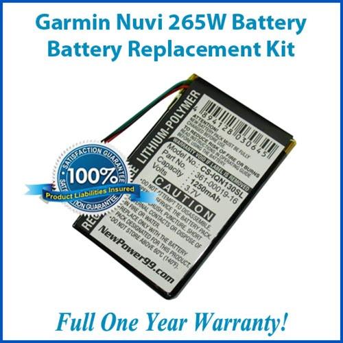 Garmin Nuvi 265W Battery Replacement Kit with Tools, Video Instructions and Extended Life Battery - NewPower99 USA