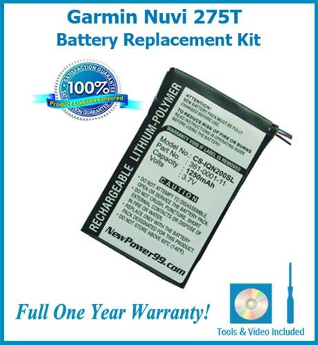 Garmin Nuvi 275T Battery Replacement Kit with Tools, Video Instructions and Extended Life Battery - NewPower99 USA