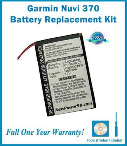 Garmin Nuvi 370 Battery Replacement Kit with Tools, Video Instructions and Extended Life Battery - NewPower99 USA