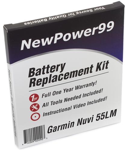 Garmin Nuvi 55LM Battery Replacement Kit with Tools, Video Instructions and Extended Life Battery - NewPower99 USA