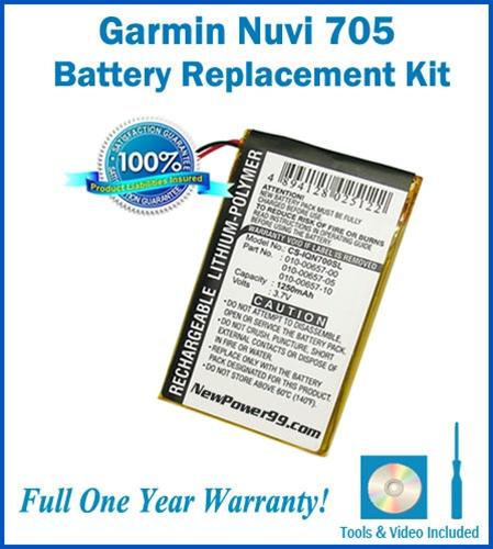 Garmin Nuvi 705 Battery Replacement Kit with Tools, Video Instructions and Extended Life Battery - NewPower99 USA