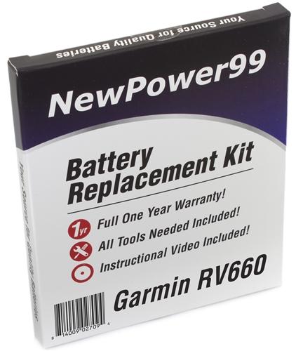 Garmin RV 660 Battery Battery Replacement Kit with Tools, Video Instructions and Extended Life Battery - NewPower99 USA