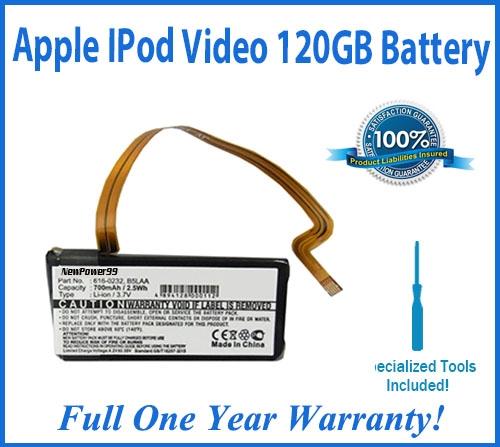 Apple iPod Video 120GB Battery Replacement Kit with Special Installation Tools and Extended Life Battery and Full One Year Warranty - NewPower99 USA