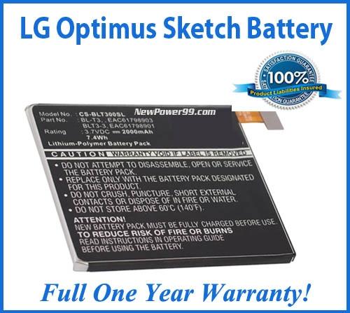 LG Optimus Sketch Battery Replacement Kit with Tools, Video Instructions and Extended Life Battery - NewPower99 USA