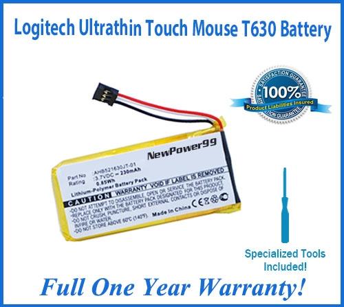 Logitech T630 Ultrathin Touch Mouse Battery Replacement Kit with Special Installation Tools and One Year Money Back Guarantee - NewPower99 USA