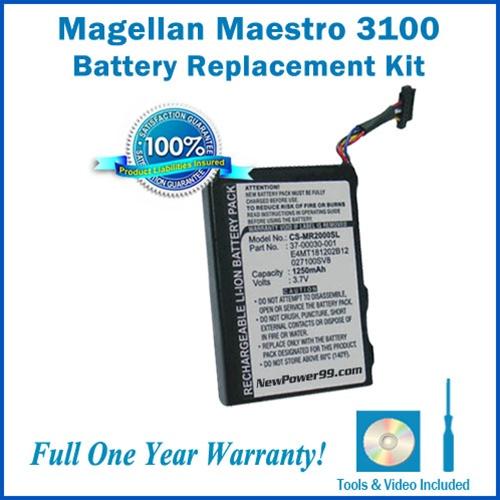 Magellan Maestro 3100 Battery Replacement Kit with Tools, Video Instructions and Extended Life Battery - NewPower99 USA