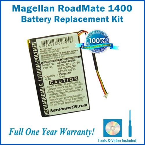 Magellan Roadmate 1400 Battery Replacement Kit with Tools, Video Instructions and Extended Life Battery - NewPower99 USA