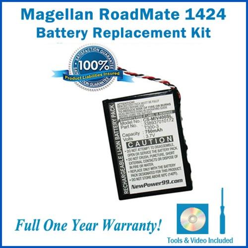 Magellan Roadmate 1424 Battery Replacement Kit with Tools, Video Instructions and Extended Life Battery - NewPower99 USA