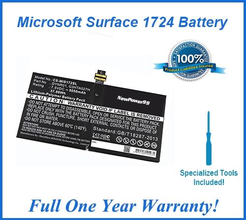 Microsoft Surface 1724 Battery Replacement Kit with Special Installation Tools, Extended Life Battery and Full One Year Warranty - NewPower99 USA