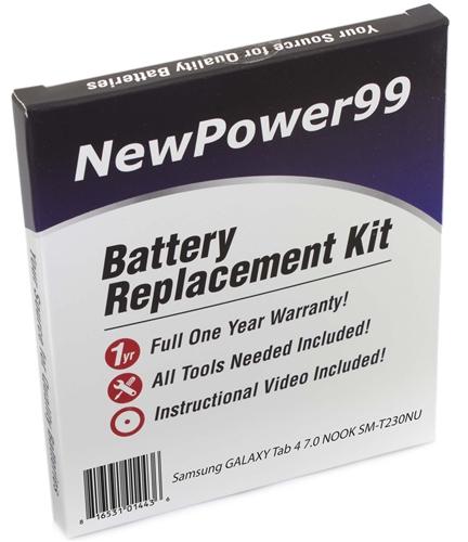 Samsung Galaxy Tab 4 NOOK 7.0 SM-T230NU Battery Replacement Kit with Tools, Video Instructions and Extended Life Battery - NewPower99 USA
