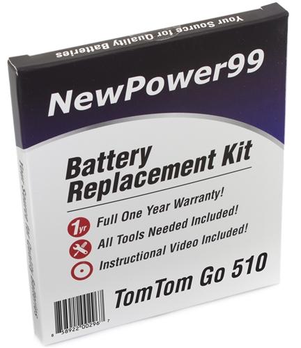 TomTom Go 510 Battery Replacement Kit with Tools, Video Instructions, Super Extended Life Battery and Full One Year Warranty - NewPower99 USA