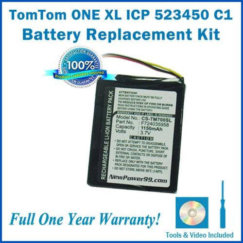 TomTom ONE XL -  LG ICP 523450 C1 Battery Replacement Kit with Tools, Video Instructions, Extended Life Battery and Full ONE Year Warranty - NewPower99 USA