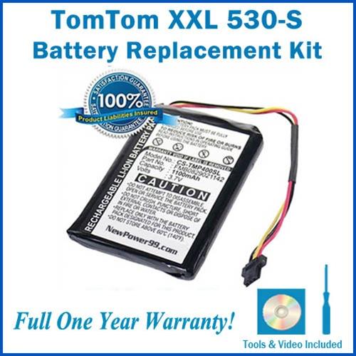 TomTom XXL 530S Battery Replacement Kit with Tools, Video Instructions and Extended Life Battery - NewPower99 USA