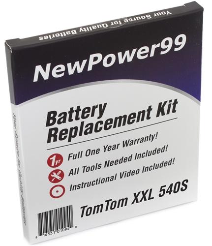 TomTom XXL 540S Battery Replacement Kit with Tools, Video Instructions and Extended Life Battery - NewPower99 USA