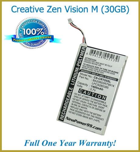 Creative Labs Zen Vision M 30GB Battery Replacement Kit with Tools, Video Instructions and Extended Life Battery - NewPower99 USA