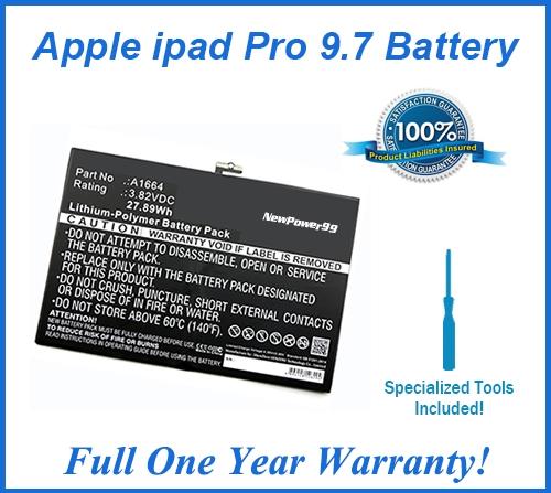 Apple iPad Pro 9.7 Battery Replacement Kit with Special Installation Tools, Extended Life Battery and Full One Year Warranty - NewPower99 USA